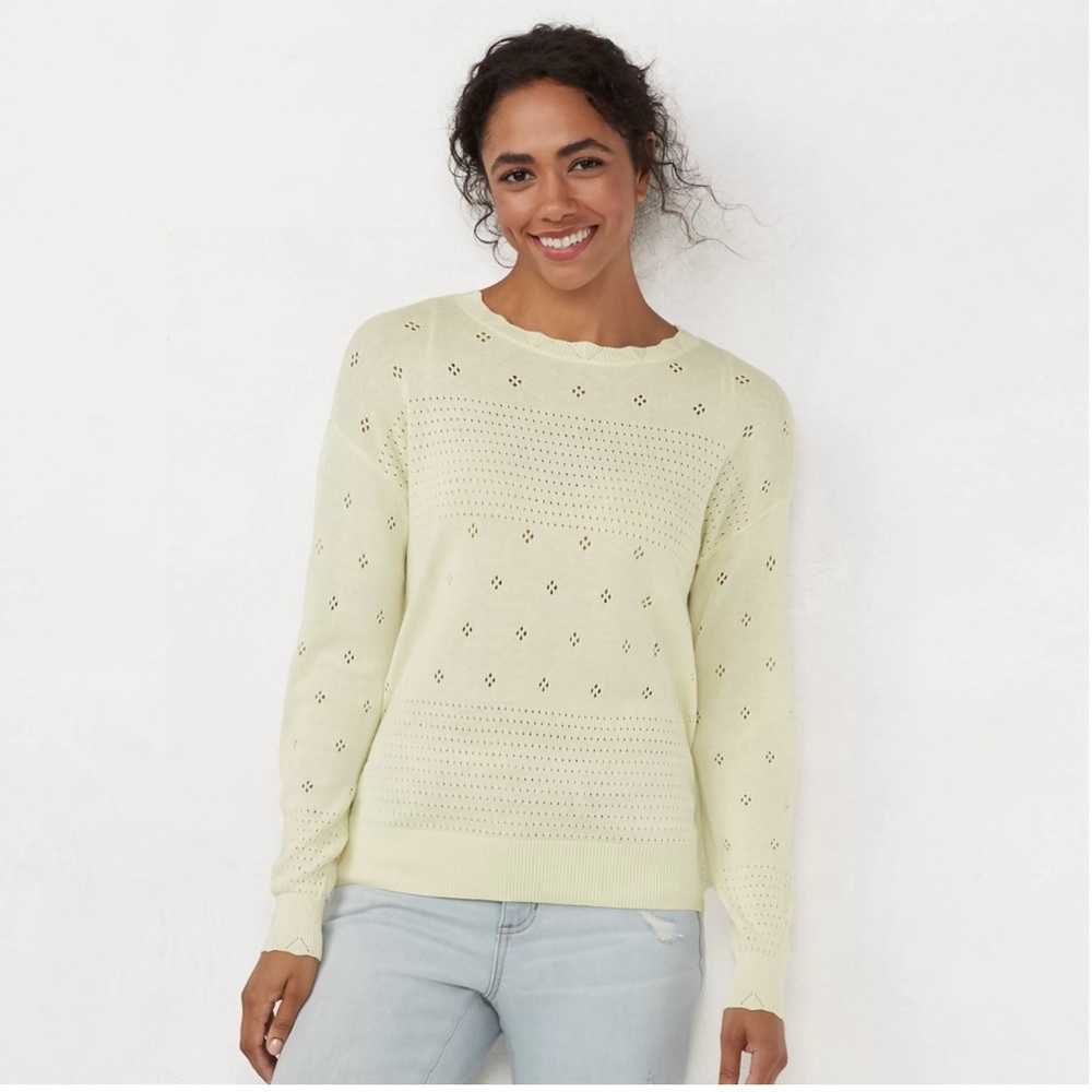 LC Lauren Conrad Light Yellow Crew Neck Sweater